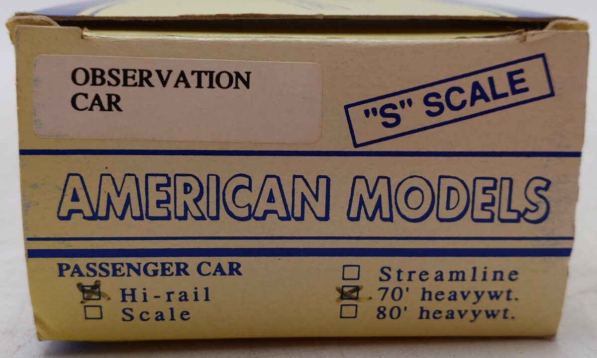 American Models S Gauge Pullman Observation Passenger Car #1402 EX/Box