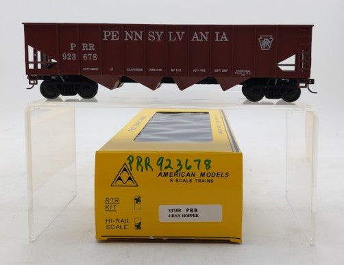 American Models 3458R S Scale PRR 4-Bay Hopper #923678 LN/Box