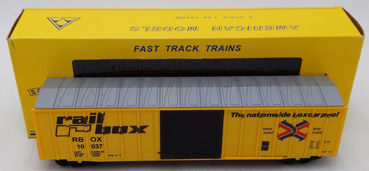 American Models 1501 S Gauge Railbox Boxcar #10037 EX/Box