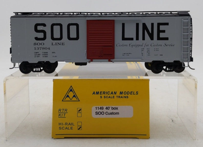 American Models 1149 S Scale SOO Line Boxcar #137804 LN/Box