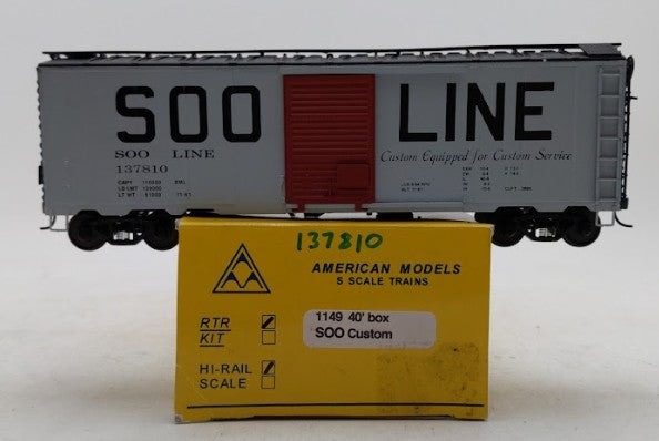 American Models 1149 S Scale SOO Line Boxcar #137810 LN/Box