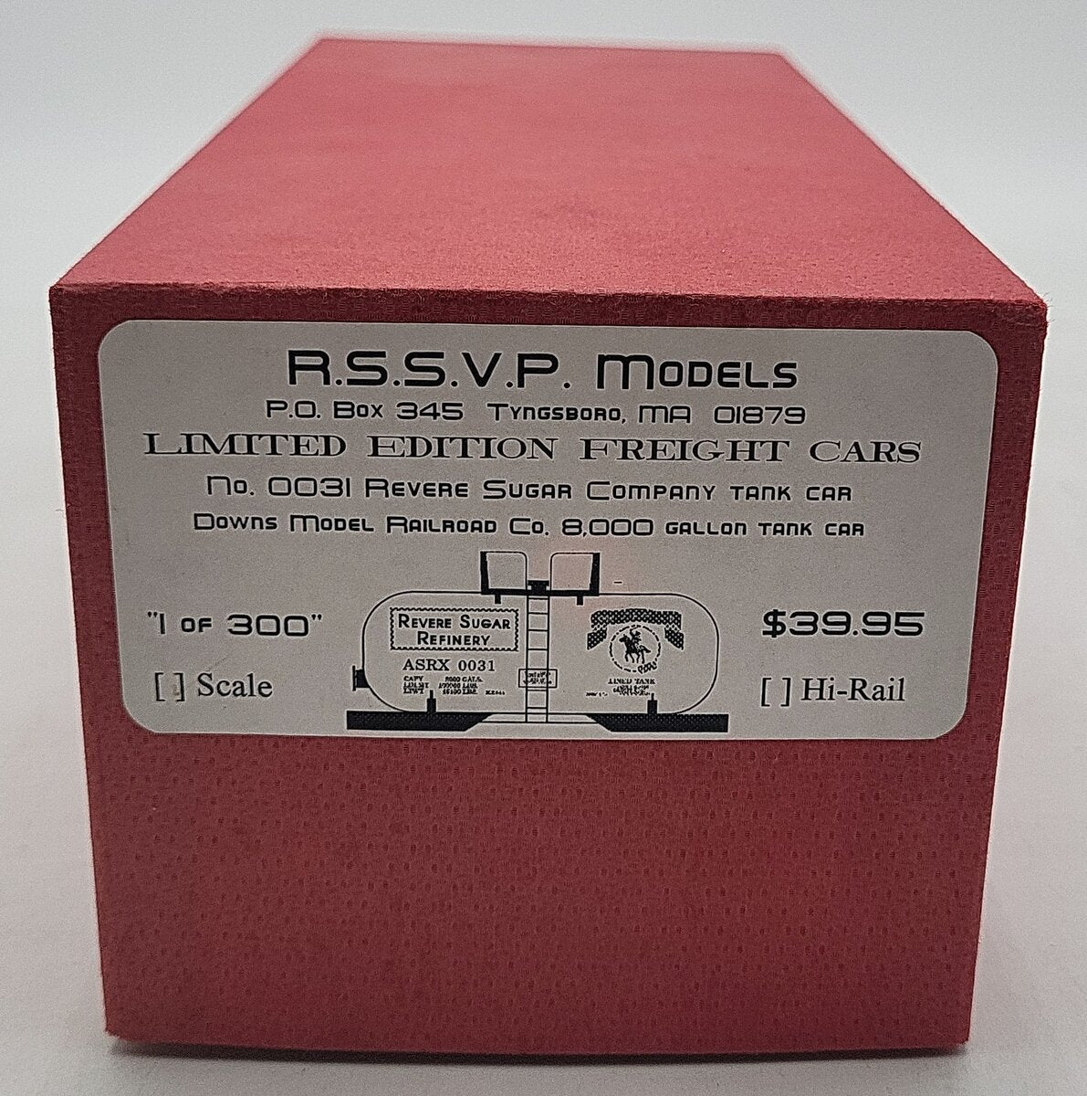 Downs Model RR 0031 S Gauge Revere Sugar Company Tank Car EX/Box