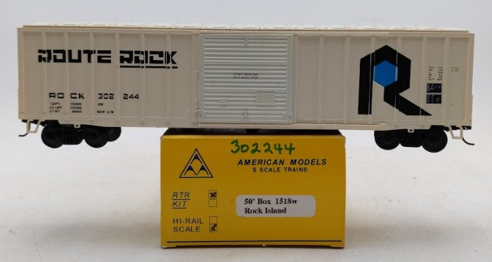 American Models 1518w S Scale Rock Island 50' Boxcar #302244 LN/Box