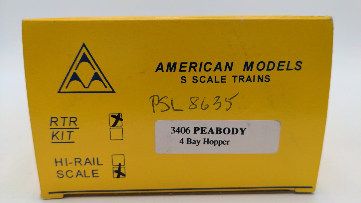 American Models 3406 S Scale Peabody 4-Bay Hopper #8635 VG/Box