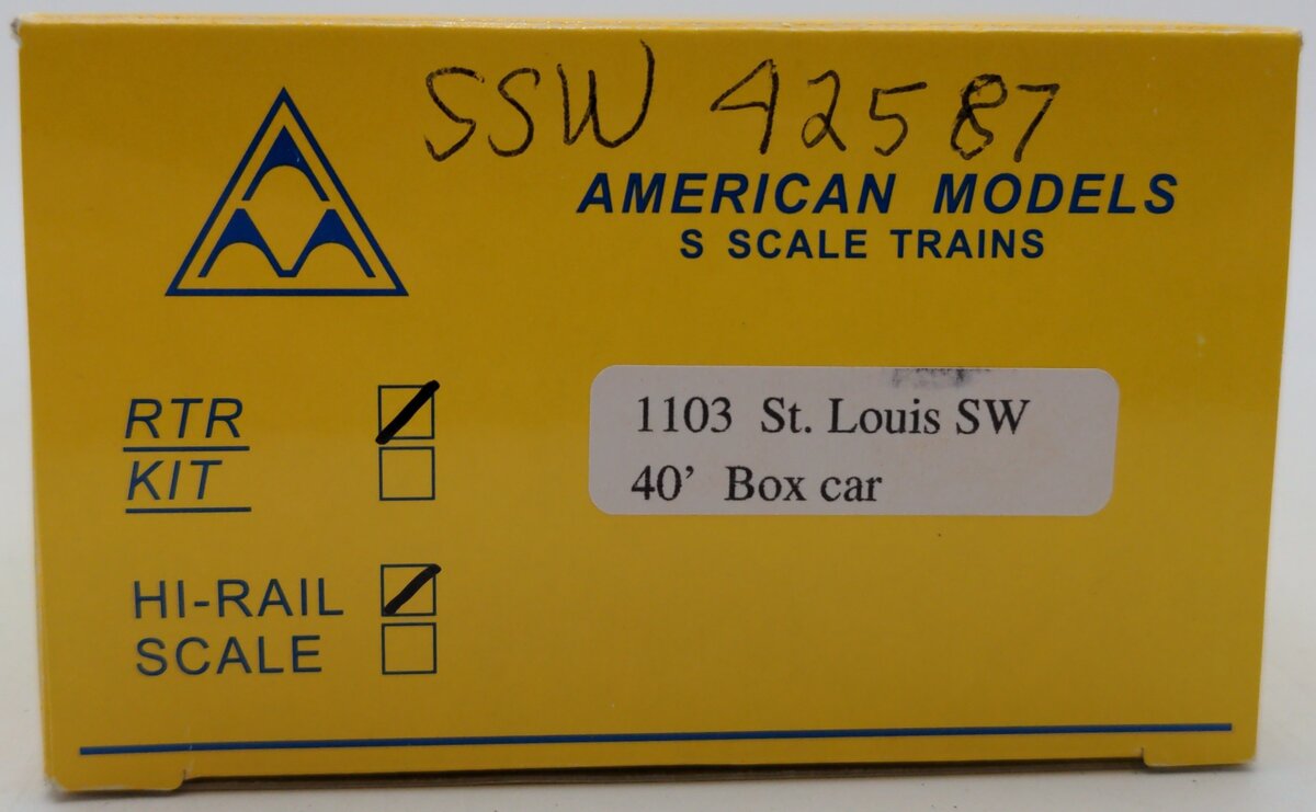 American Models 1103 S Scale St. Louis South Western 40' Box Car #42587 EX/Box