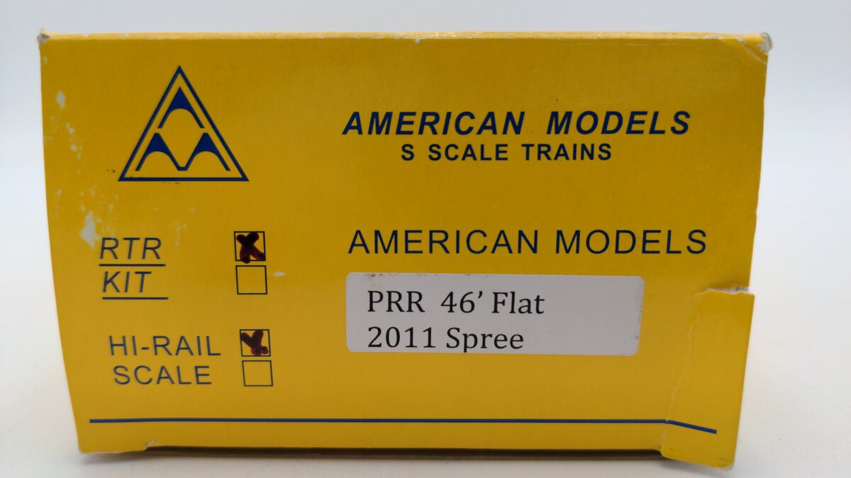 American Models 2011 S Scale Pennsylvania Flat Car #470132 EX/Box