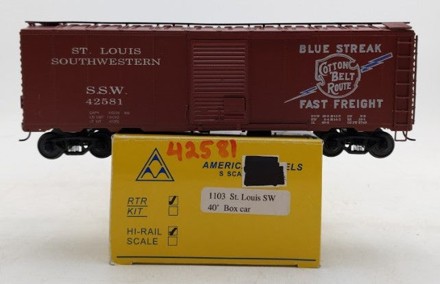 American Models 1103 S Scale St. Louis South Western 40' Box Car #42581 LN/Box