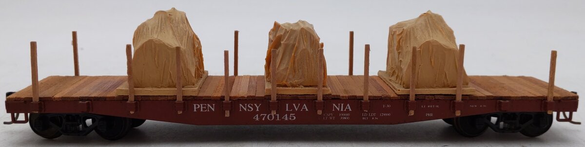 American Models S Gauge Pennsylvania Railroad Flatcar #470145 w/ Load VG/Box