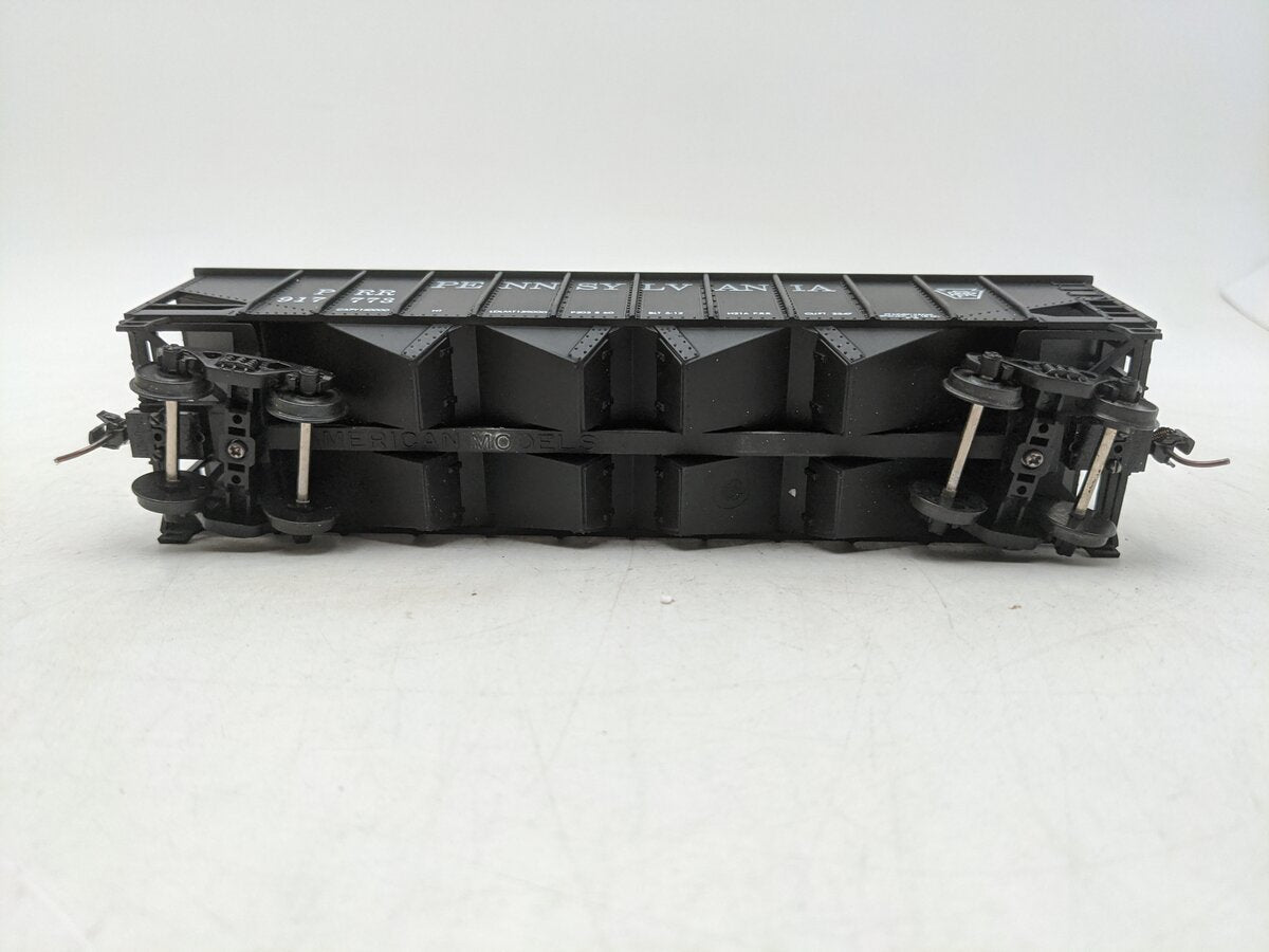 American Models 3458B S Scale PRR 4-Bay Hopper Scale- Wheels & Couplers EX/Box