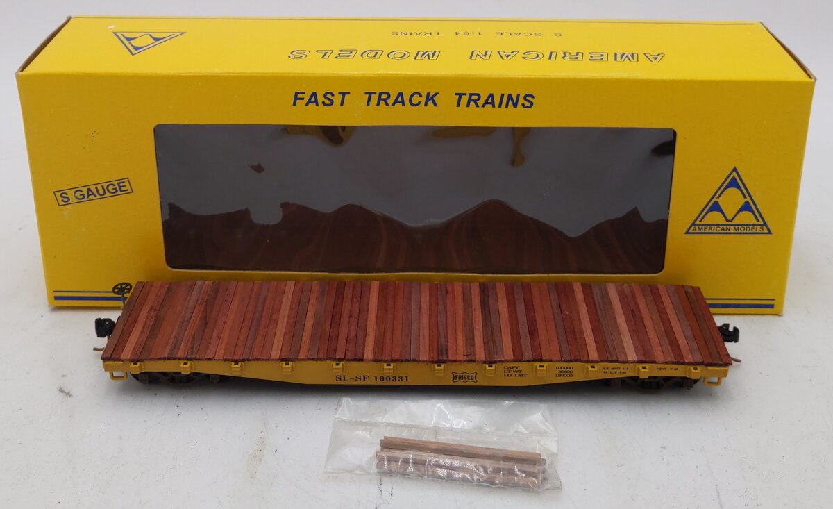 American Models 6022 S Scale Frisco Flatcar w/Stakes #100331 LN/Box
