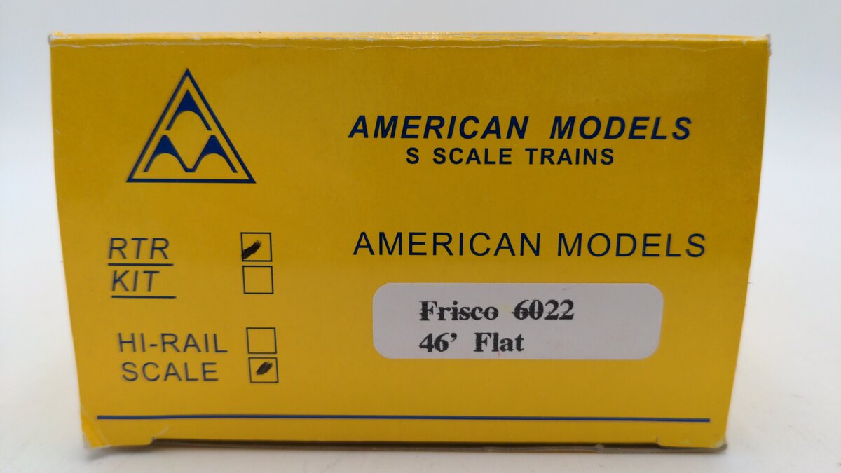 American Models 6022 S Scale (Hi-Rail) Frisco Flatcar #100347 VG/Box