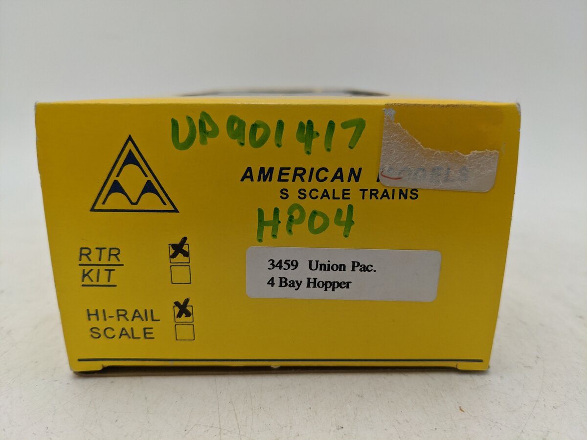 American Models 3459 S Scale Union Pacific 4-Bay Hopper #901417-Scale Wheels EX/Box