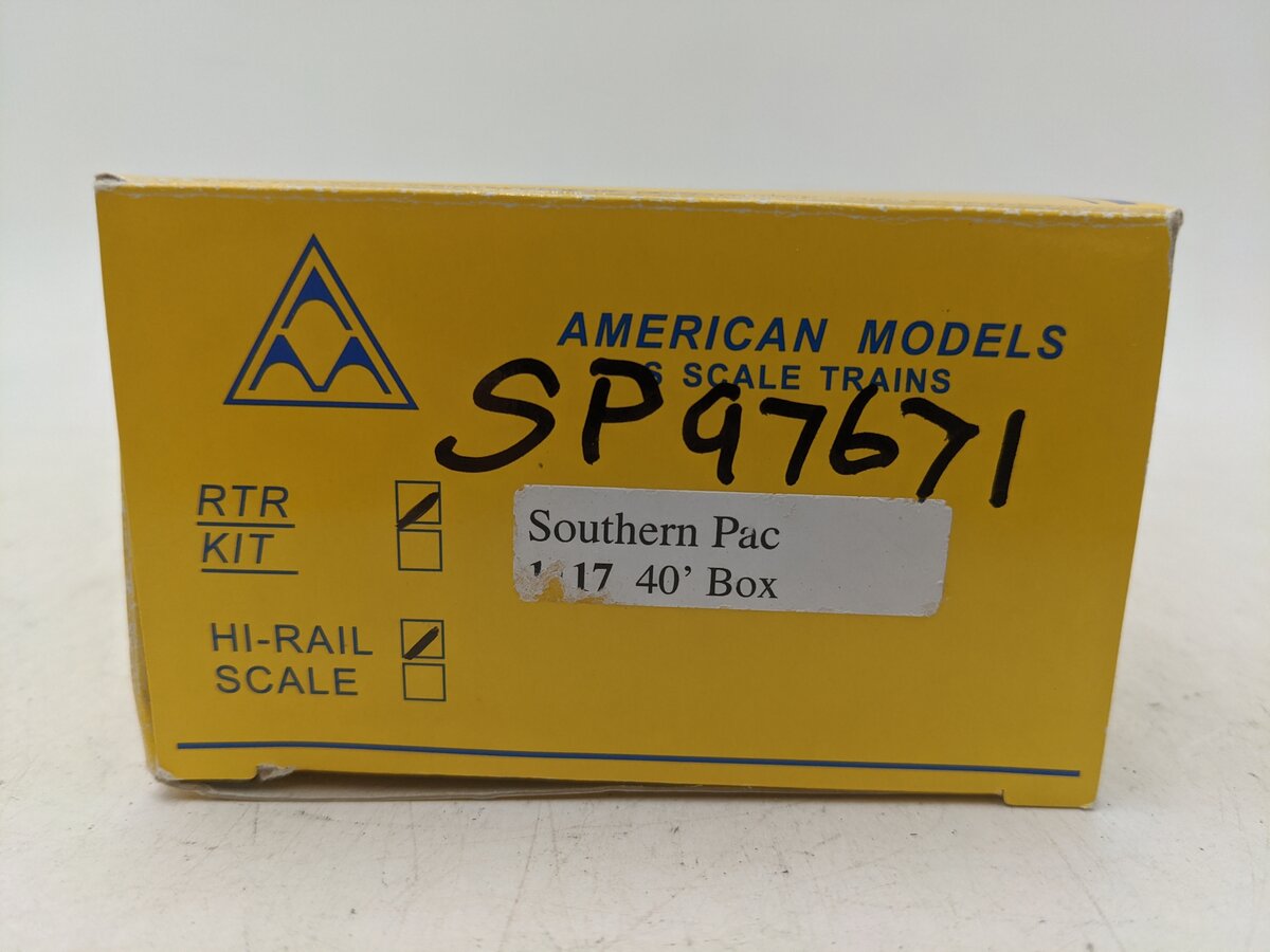 American Models 1117 S Scale Southern Pacific 40' Box Car #97671 (Hi-Rail) EX/Box