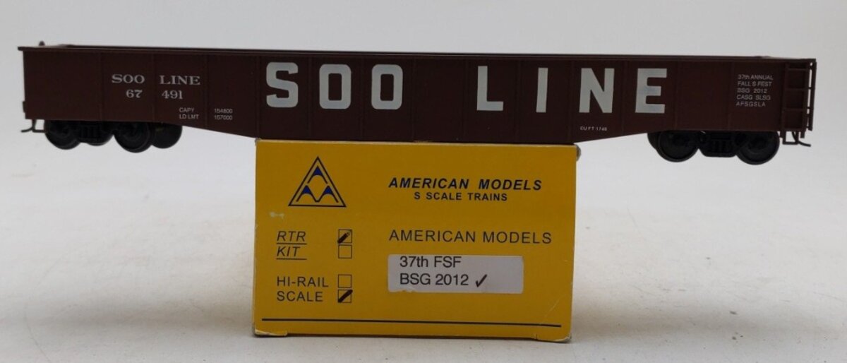 American Models S Scale SOO Line 37th FSF BSG Gondola #67491 LN/Box
