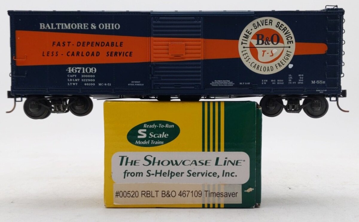 S-Helper 00520 "S" Scale Baltimore & Ohio 40' Steel Rebuilt Boxcar #467109 LN/Box