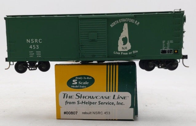 S-Helper 00807 S Scale North Stratford Railroad Rebuilt Boxcar #453 EX/Box