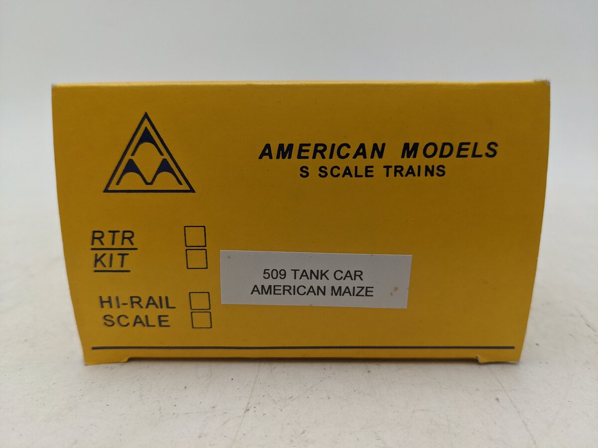 American Models 509 S Gauge American Maize Tank Car #79844-Scale EX/Box