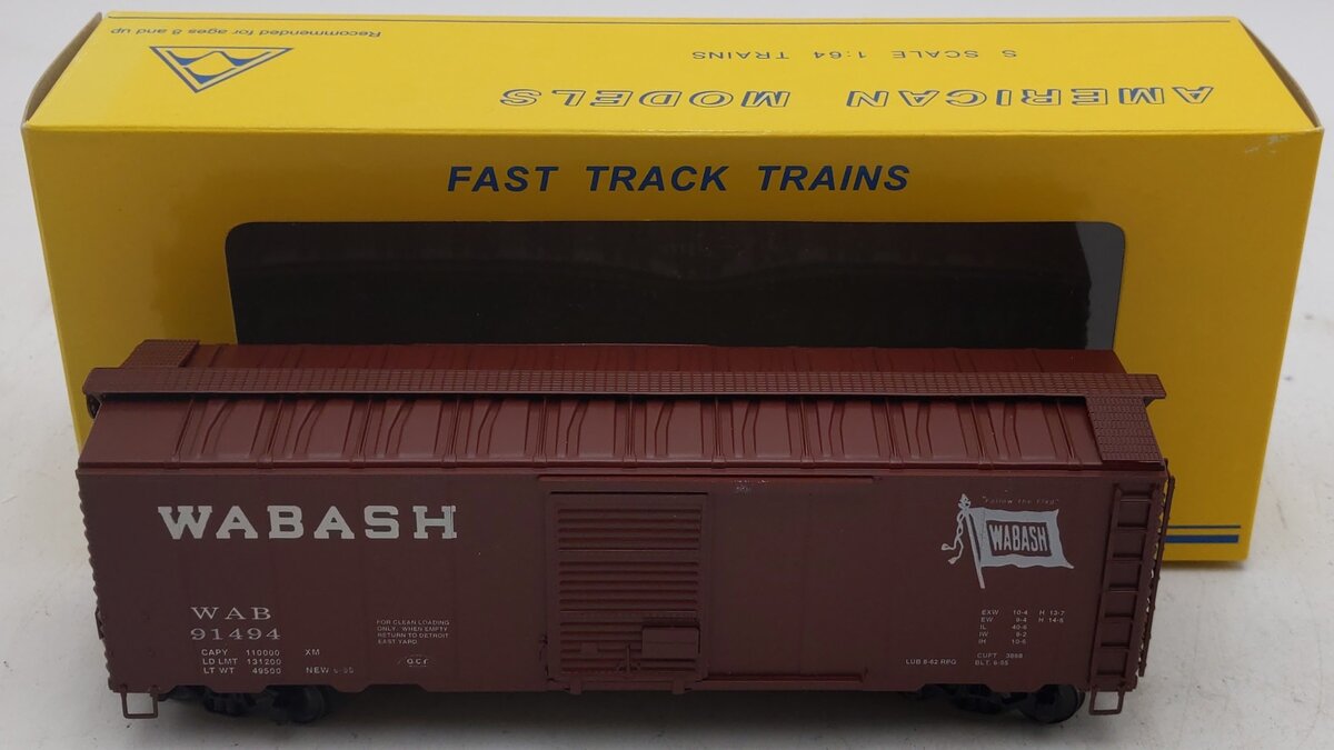 American Models 1146 HO Scale Wabash Boxcar #91494 LN/Box