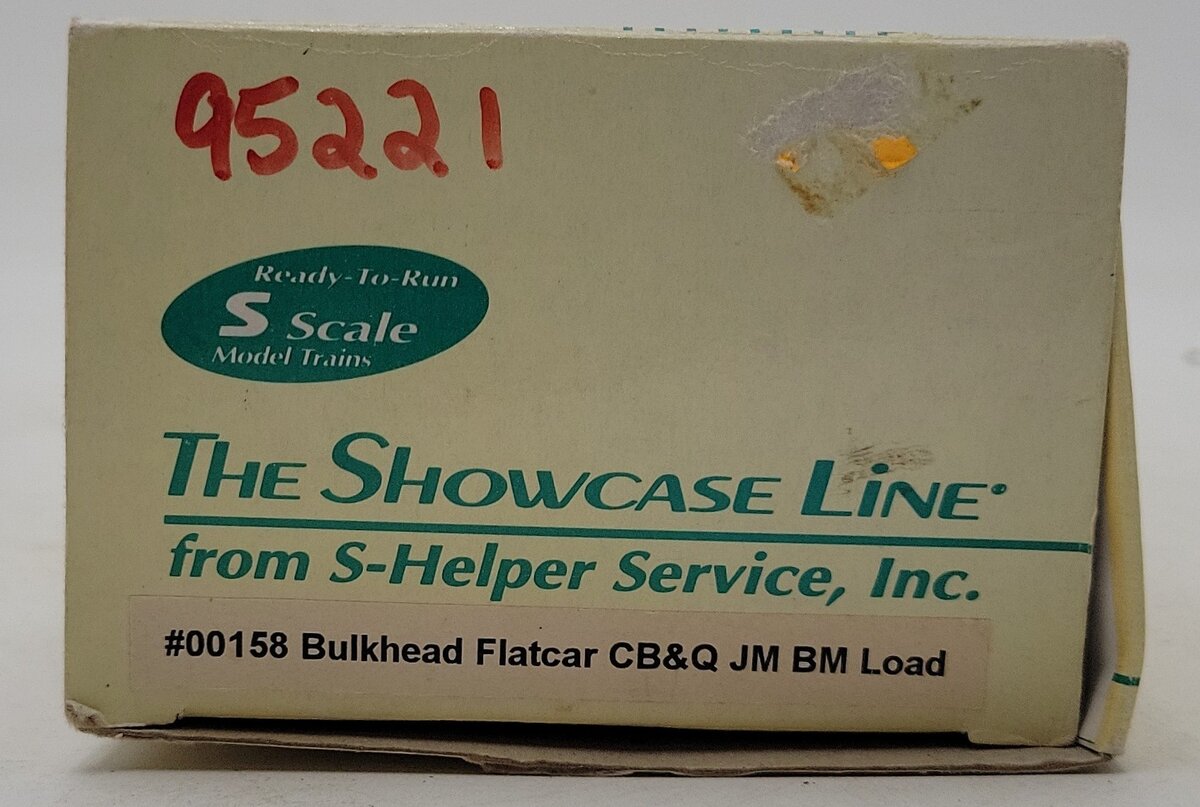 S-Helper 00158 "S" Scale CB&Q Bulkhead Flatcar w/JMBM Load LN/Box