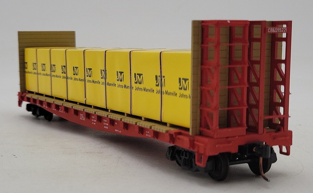 S-Helper 00158 "S" Scale CB&Q Bulkhead Flatcar w/JMBM Load LN/Box