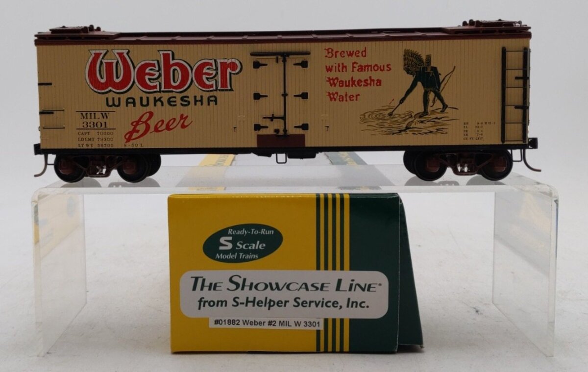 S-Helper 01883 S Gauge Weber Waukesha Beer 40' Wooden Billboard Reefer #3301 LN/Box