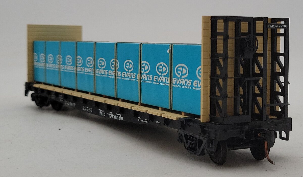 S-Helper 00160 S Scale D&RGW Bulkhead Flatcar w/ BM Load EX/Box