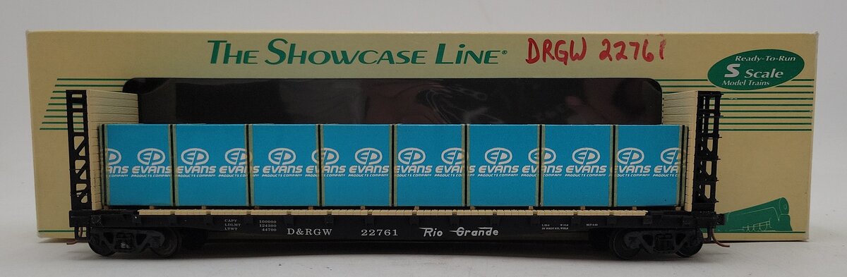 S-Helper 00160 S Scale D&RGW Bulkhead Flatcar w/ BM Load EX/Box