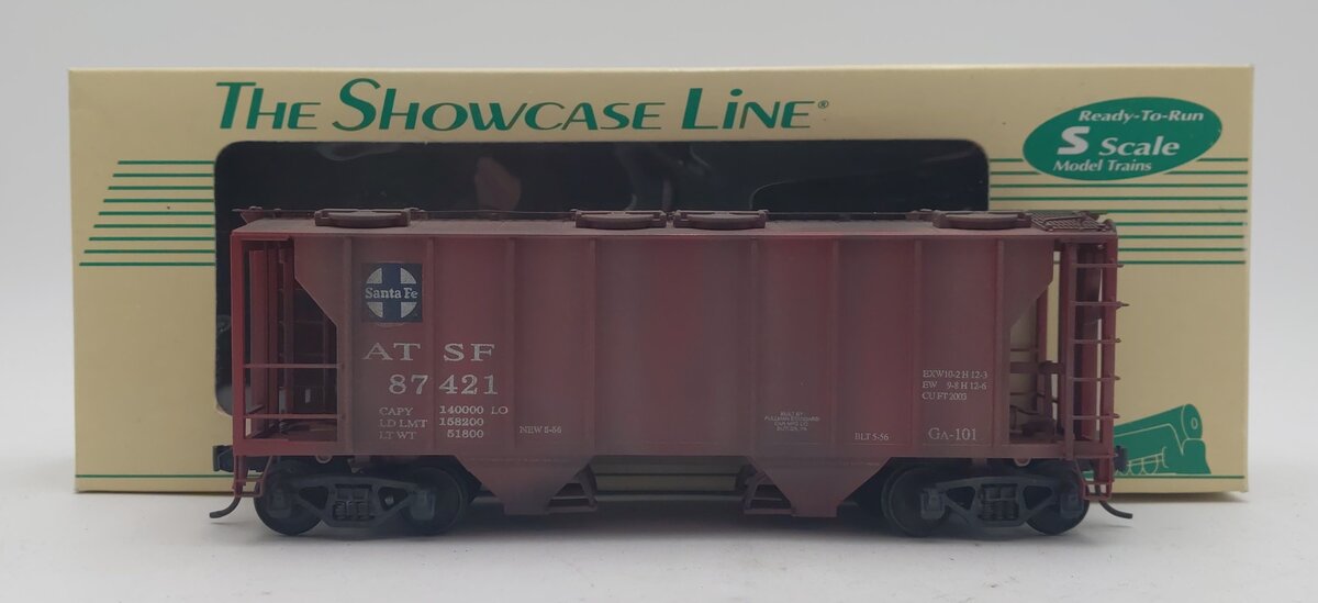 S-Helper S Scale ATSF Santa Fe Hopper Car #87421 - Weathered/Box