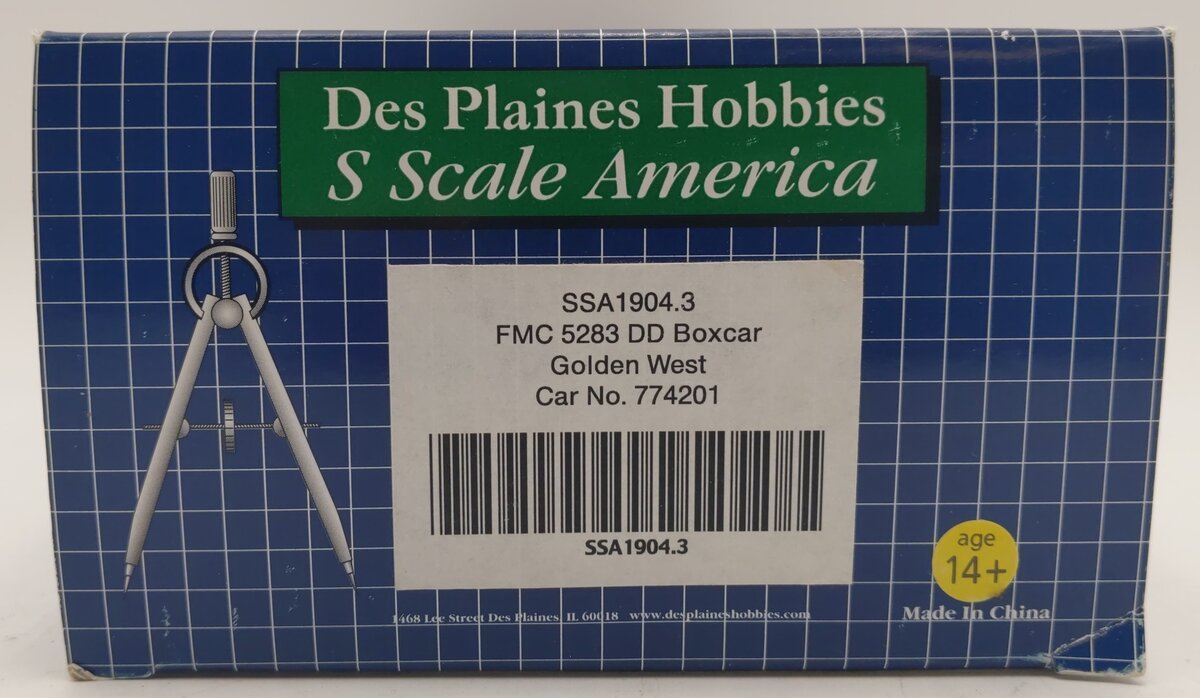 Des Plaines Hobbies SSA1904.3 S Scale GVSR FMC 5283 DD Boxcar #774201 [Hi-Rail] LN/Box