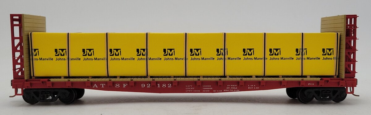 S-Helper 00332 S Scale ATSF Bulkhead Flatcar w/JM Load #92182 LN/Box