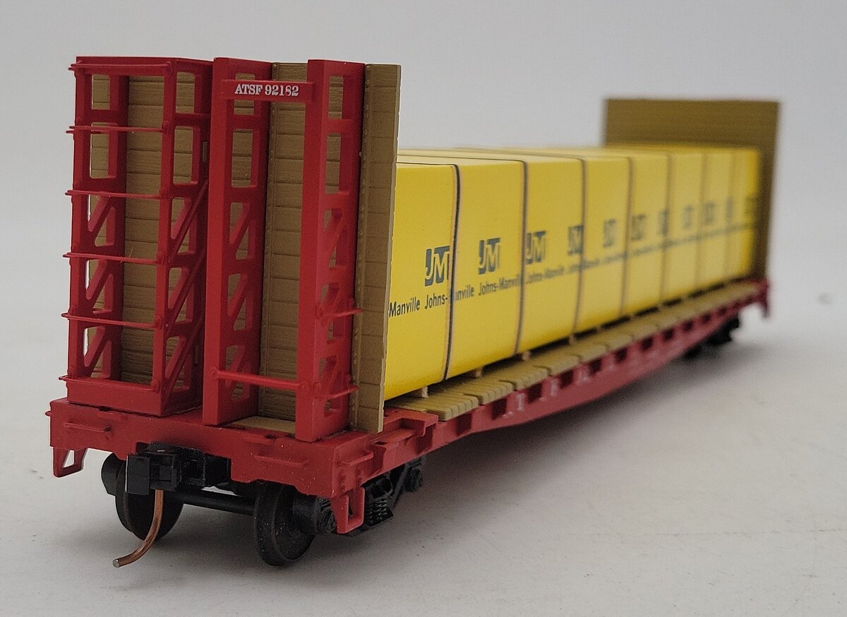 S-Helper 00332 S Scale ATSF Bulkhead Flatcar w/JM Load #92182 LN/Box