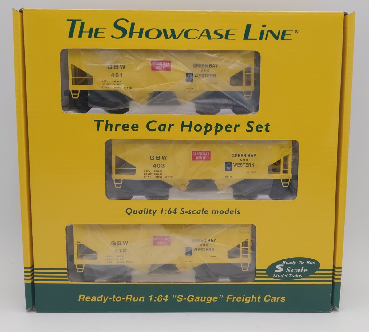 S-Helper 01111 S-Scale Green Bay & Western Offset 2-Bay Hopper 3-Car Set A EX/Box