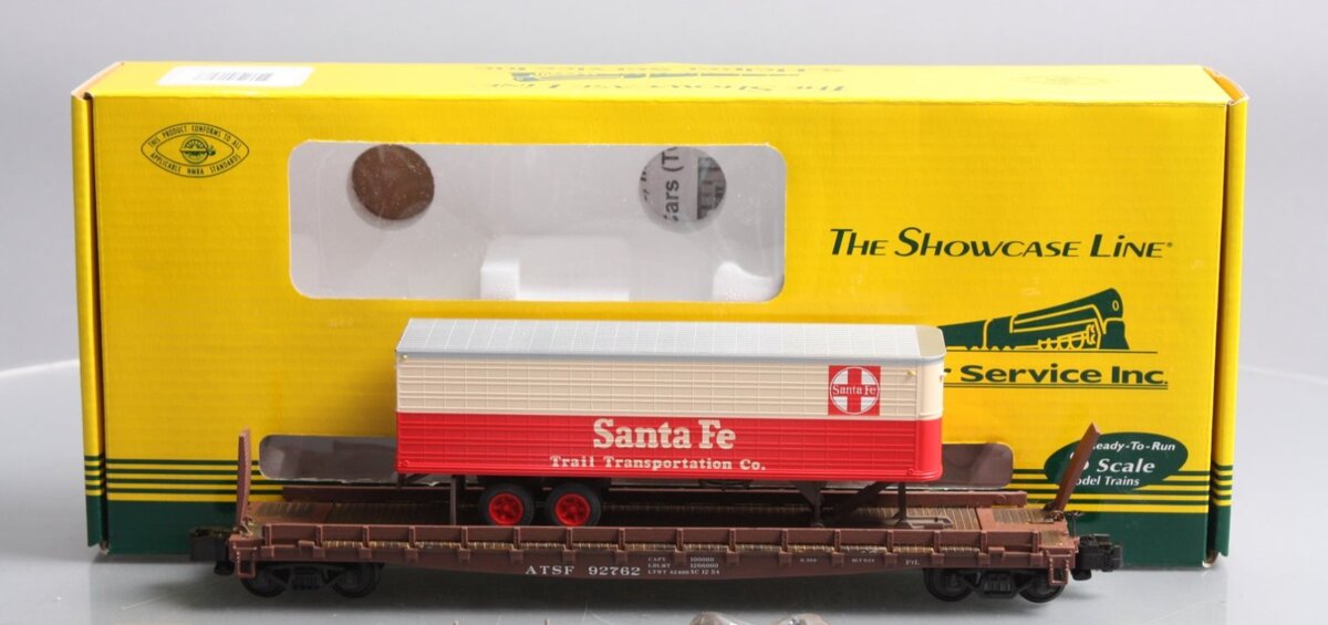 S-Helper 01808 S Scale Santa Fe Flatcar W/ Trailer #92762 LN/Box