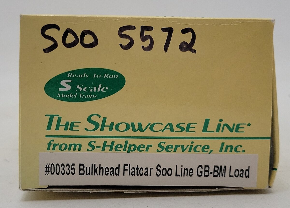 S-Helper 00335 S Gauge SOO Line Bulkhead Flatcar w/ Gold Bond Load #5572 LN/Box