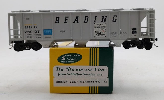 S-Helper 00976 S Scale Reading 3-Bay PS-2 Covered Hopper #78907 LN/Box