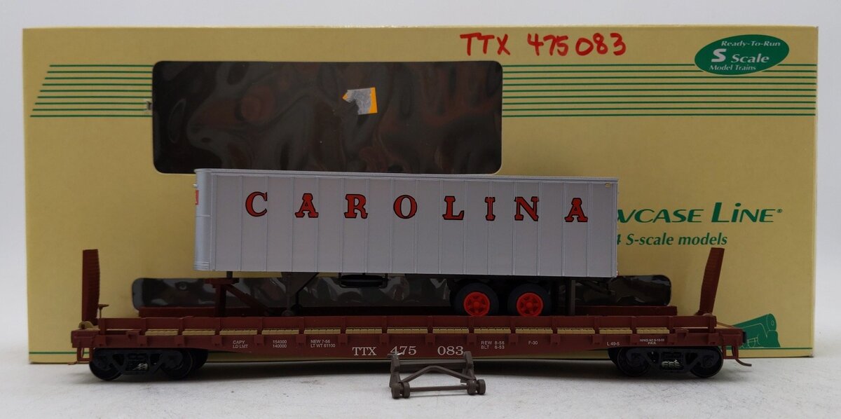 S-Helper Service 00307-6 S Scale TOFC TTX#2 w/Carolina Trailer #475083 EX/Box