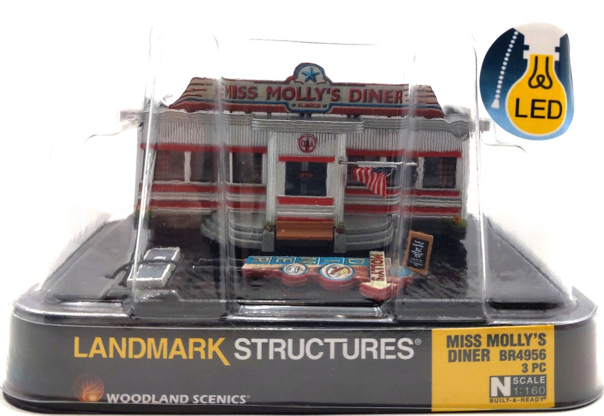 Woodland Scenics BR4956 N Built-N-Ready Miss Molly's Diner W/LED LN/Box