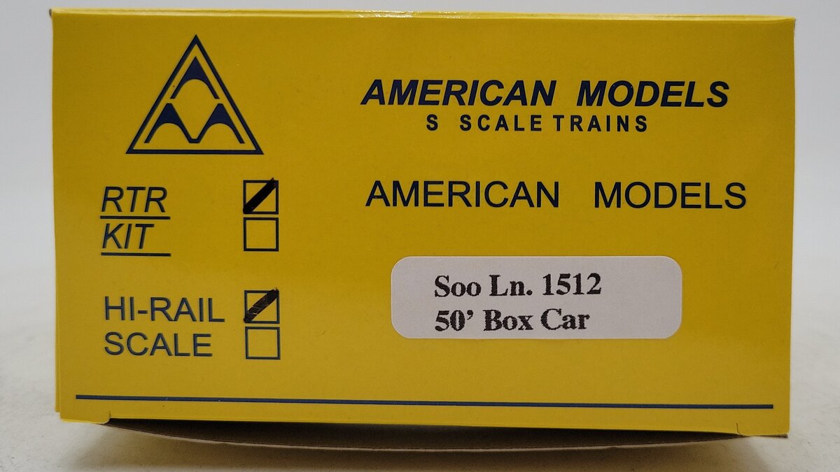 American Models 1512 S Gauge Soo Line 50' Box Car #178396 [Hi-Rail] EX/Box
