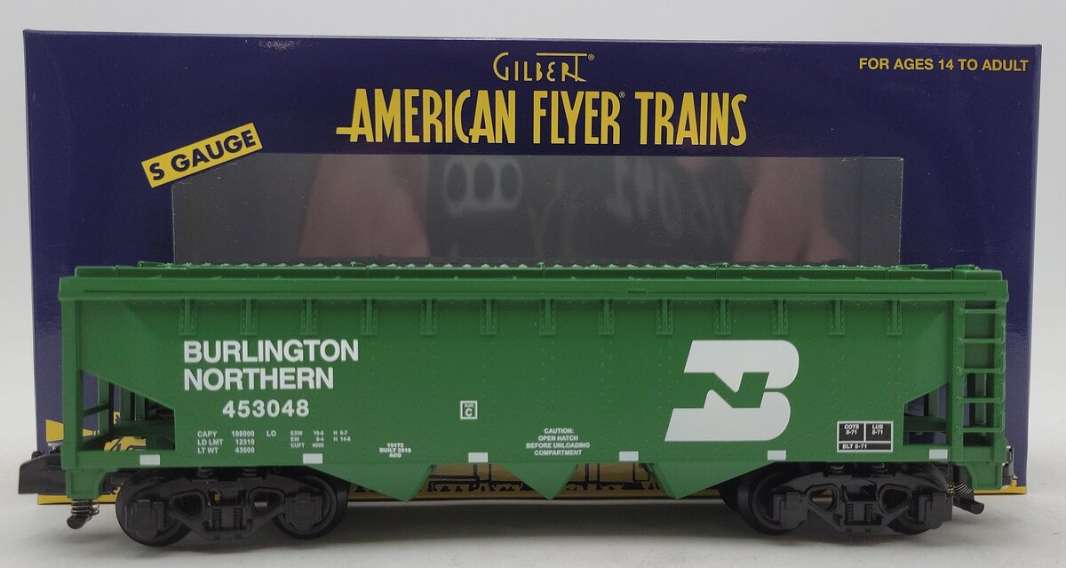 American Flyer 1919172 S Burlington Northern 3 Bay Covered Hopper #453048