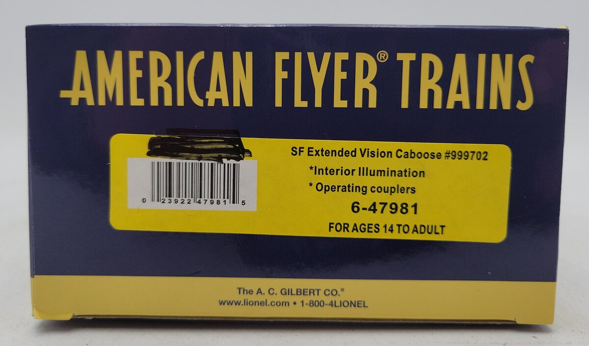 American Flyer 6-47981 S Gauge Santa Fe Extended Vision Caboose #999702 LN/Box