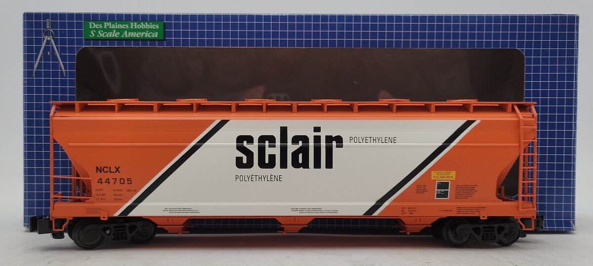 Des Plaines Hobbies SSA2204.4 S Gauge Sclair 3-Bay ACF Hopper Car #44705 LN/Box
