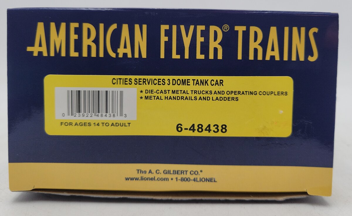 American Flyer 6-48438 S Gauge Cities Service 3-Dome Tank Car #11800 LN/Box