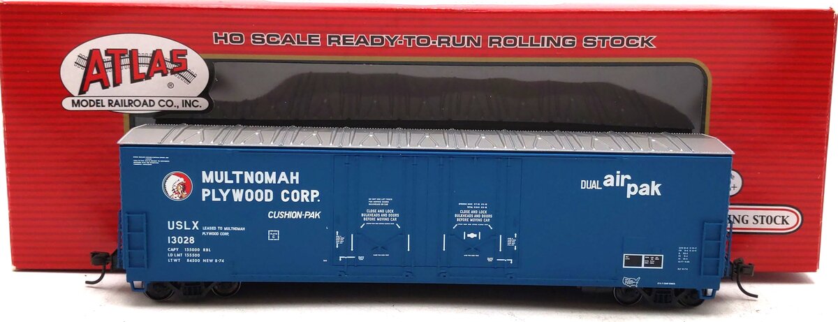 Atlas 20002462 HO Multnomah Plywood 53' Evans Double Plug Door Boxcar #13028