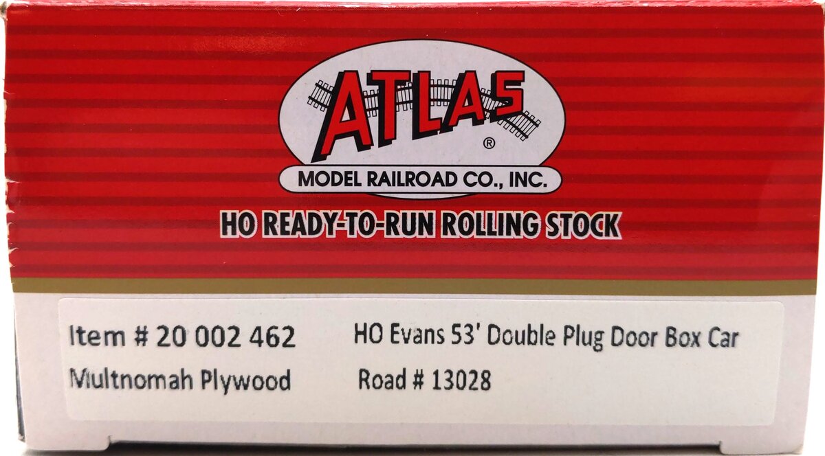 Atlas 20002462 HO Multnomah Plywood 53' Evans Double Plug Door Boxcar #13028