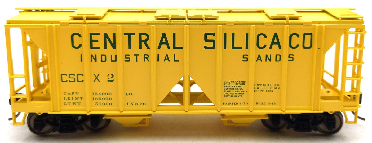 Bowser 42744 HO Central Silica Co. 70-Ton 2-Bay Covered Hopper Ready-To-Run #2 LN/Box
