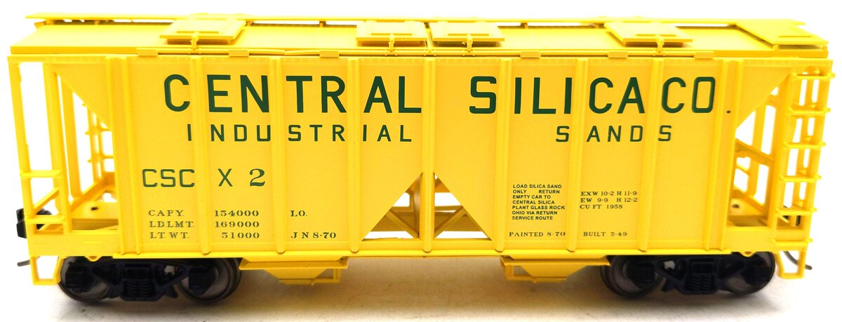 Bowser 42744 HO Central Silica Co. 70-Ton 2-Bay Covered Hopper Ready-To-Run #2 LN/Box