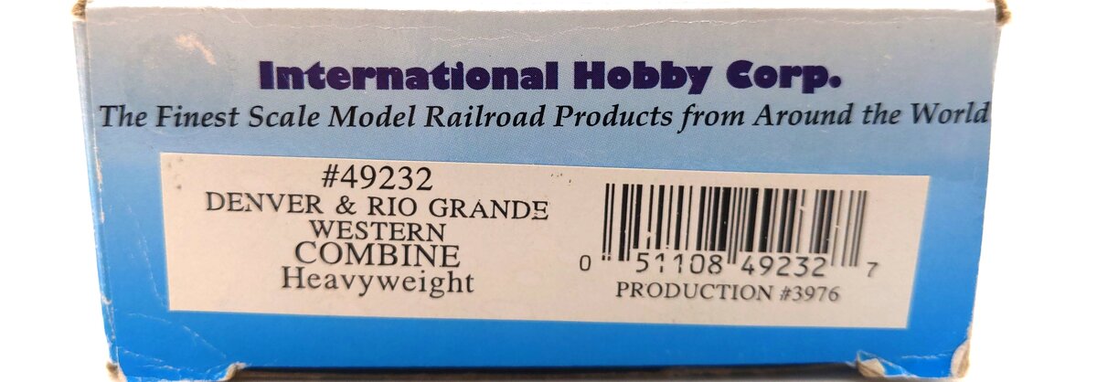 IHC 49232 HO Scale D&RGW Heavyweight Combine Car EX/Box