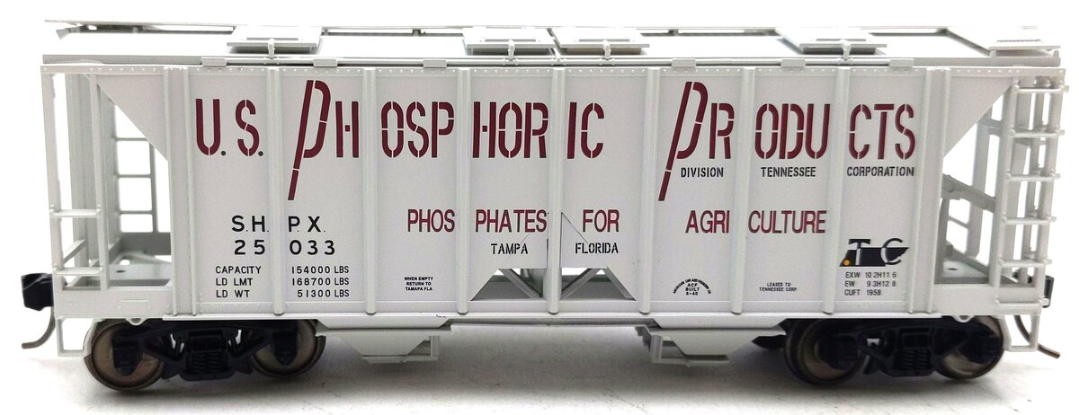 Bowser 42776 HO US Phosphoric Products 70-Ton 2-Bay Covered Hopper RTR #25033 LN/Box