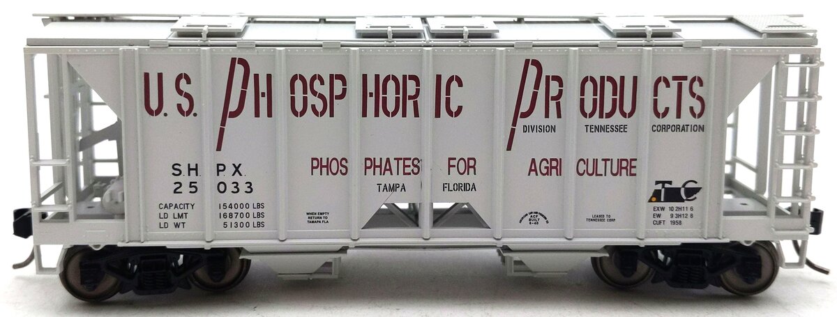 Bowser 42776 HO US Phosphoric Products 70-Ton 2-Bay Covered Hopper RTR #25033 LN/Box
