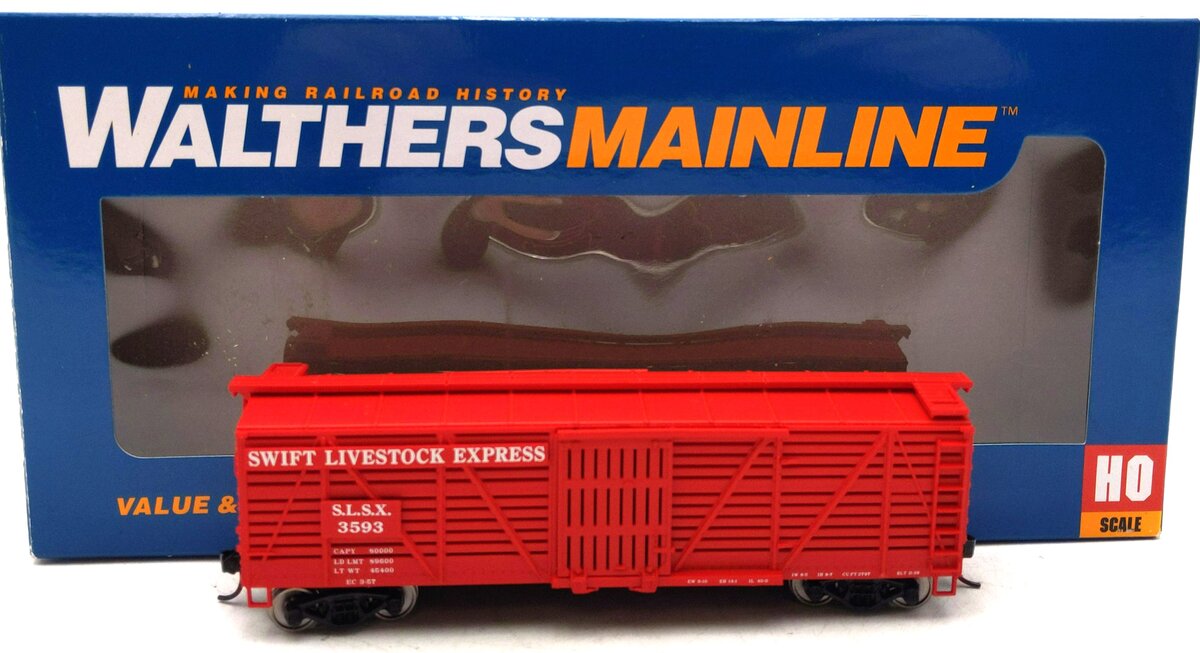 Walthers 910-4503 HO Scale Swift Livestock Express Stock Car #3593 LN/Box